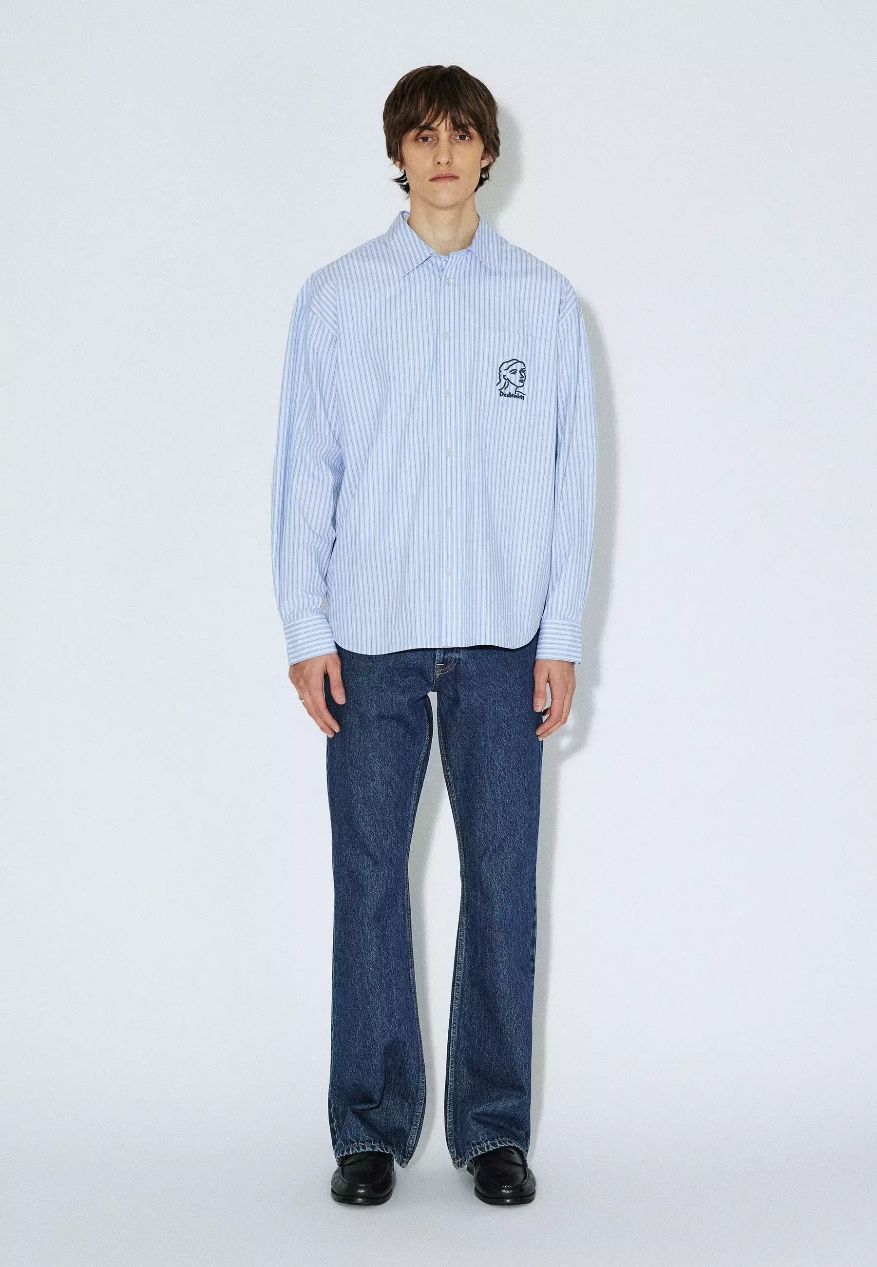 Dr. Denim Wes Shirt Hemd Gestreift Herren Hellblau